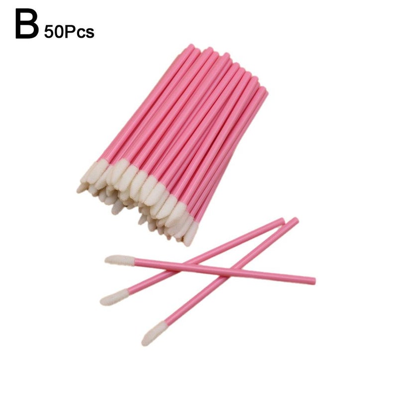 50pcs Disposable Hollow Mini Lip Brush Stick, Portable Transparent Lipstick/Lip Gloss Stick, Hollow Lip Brush